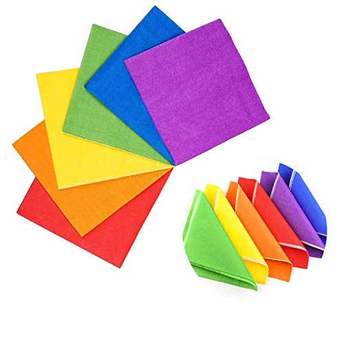 Servietten Hochzeit, 120 Stück Bunt Cocktailservietten Getränke Papierservietten, Party Serviette Papier 2-lagig für Gastronomie Geburtstag Tischdeko(Grün, Lila, Blau, Orange, Gelb, Rot) von ZAWTR