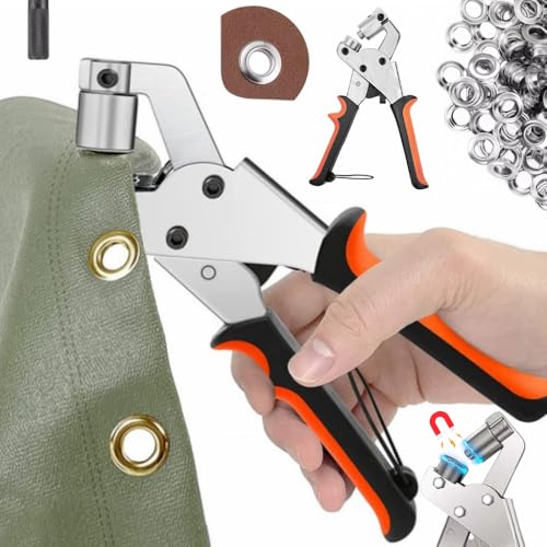 Ösenzange Set, Ösenzange, Ösenpresse mit 600 Ösen (Ø10mm) für PVC-Banner, Planen, Karton von ZAXER