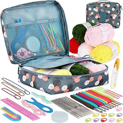 ZAXER Set Blumen Häkel Anfängerhäkelset, 60-teilig, farbige Häkelnadeln mit Softgrip zum Häkeln von Garn und Wolle, 0,6 mm - 6,0 mm Ergonomisches Häkelset mit Häkeltasche, Zubehör ZAXER Set Blumen Häkel Anfängerhäkelset, 60-teilig, farbige Häkelnadeln mit Softgrip zum Häkeln von Garn und Wolle, 0,6 mm - 6,0 mm Ergonomisches Häkelset mit Häkeltasche, Zubehör von ZAXER