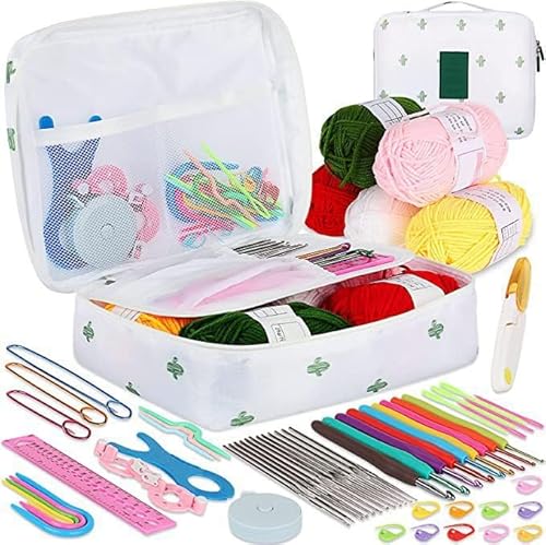 ZAXER Set Weiß Kaktus Häkel Anfängerhäkelset, 60-teilig, farbige Häkelnadeln mit Softgrip zum Häkeln von Garn und Wolle, 0,6 mm - 6,0 mm Ergonomisches Häkelset mit Häkeltasche, Zubehör ZAXER Set Weiß Kaktus Häkel Anfängerhäkelset, 60-teilig, farbige Häkelnadeln mit Softgrip zum Häkeln von Garn und Wolle, 0,6 mm - 6,0 mm Ergonomisches Häkelset mit Häkeltasche, Zubehör von ZAXER