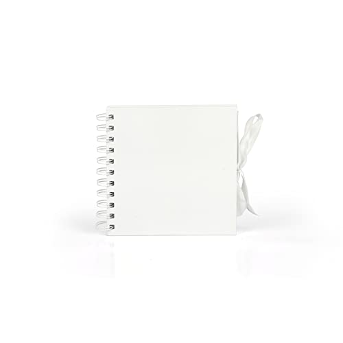 Kleines weißes Scrapbook Fotoalbum 100 Seiten/50 Blatt, 200 g/m², quadratisches Scrapbook mit Bandverschluss, ideal für Scrapbooking, Kunst, Handwerk und DIY (15 x 15 cm) von ZAYNEE