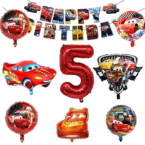 Auto Geburtstagsdeko, Cars Geburtstagsdeko 5 Jahre, Geburtstagsparty Deko 5 Jahre, Auto Folienballons 5 Jahre, Car Luftballon Geburtstag, Rennwagen Ballon, Geburtstagsdeko Cars Jungen von ZAZOOT