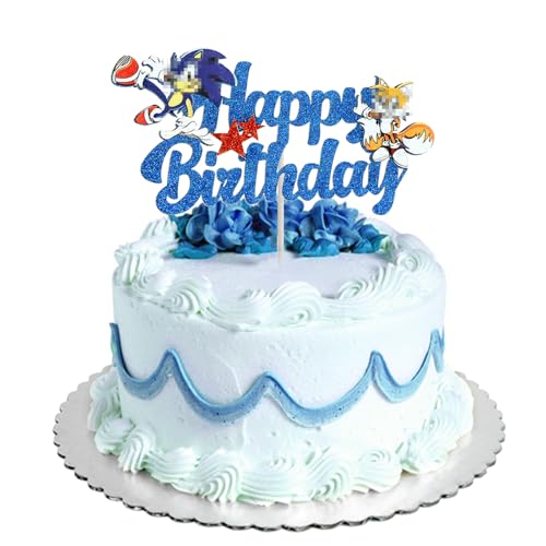 Cupcake Dekoration, Sonic Happy Birthday Cupcake, Sonic Cupcake Topper, Muffin Kuchen Deko, Topper Glitzer Kuchen Dekoration, Hedgehog Sonic Cupcake Topper, für Geburtstag Kuchen von ZAZOOT
