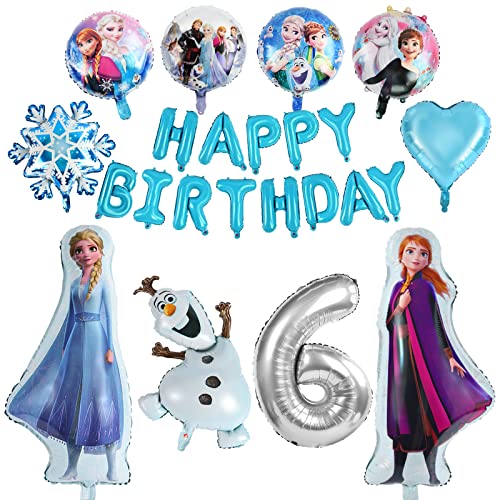 Frozen Geburtstagsparty Deko, Elsa Geburtstagsparty Deko 6 Jahre, Geburtstag Frozen Dekoration, Gefrorene Prinzessin Dekoration, Frozen Luftballon Deko, Geburtstag 6 Jahre Mädchen Deko von ZAZOOT