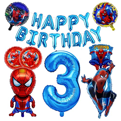 Geburtstagsdeko Jungen 3 Jahre, Spiderman Luftballon, Spiderman Geburtstagsdeko 3 Jahre, Spiderman Geburtstag Deko 3 Jahre, Folienballon Spiderman Geburtstag, Thema Party Dekoration von ZAZOOT