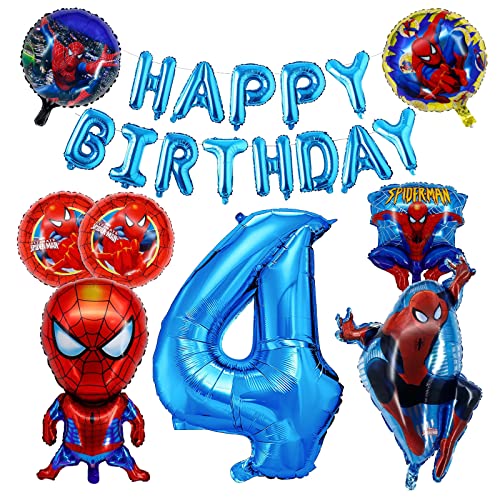 Geburtstagsdeko Jungen 4 Jahre, Spiderman Luftballon, Spiderman Geburtstagsdeko 4 Jahre, Spiderman Geburtstag Deko 4 Jahre, Folienballon Spiderman Geburtstag, Thema Party Dekoration von ZAZOOT