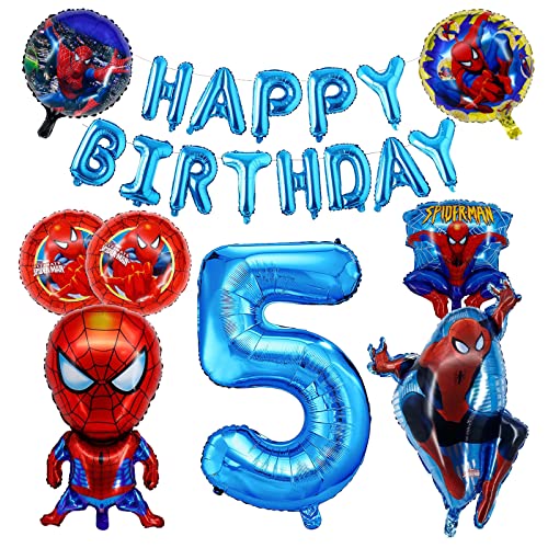 Geburtstagsdeko Jungen 5 Jahre, Spiderman Luftballon, Spiderman Geburtstagsdeko 5 Jahre, Spiderman Geburtstag Deko 5 Jahre, Folienballon Spiderman Geburtstag, Thema Party Dekoration von ZAZOOT