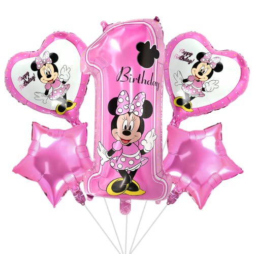 Minnie Mouse Themed Geburtstag, Minnie Maus Geburtstagsdeko 1 Jahr, Minnie Luftballons, Ballon-Set Minnie Mouse 1 Jahr, Minnie Rosa Deko, Minnie Folienballon, Minnie Mouse Themenparty von ZAZOOT