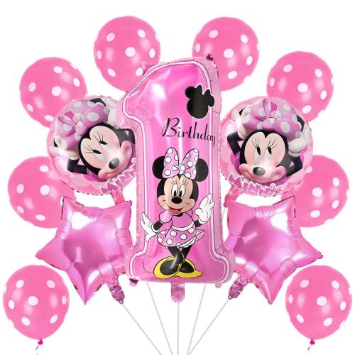 Minnie Mouse Themed Geburtstag, Minnie Maus Geburtstagsdeko 1 Jahr, Minnie Luftballons, Ballon-Set Minnie Mouse 1 Jahr, Minnie Rosa Deko, Minnie Folienballon, Minnie Mouse Themenparty von ZAZOOT