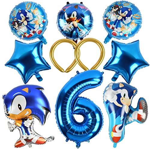 Sonic Geburtstagsfeier 6. Dekoration, Sonic Luftballon Geburtstag 6, Geburtstag 6 Jahr Junge, Hedgehog Luftballons Geburtstag 6, Sonic Party Luftballon, Hedgehog Decoration Supplies Luftballons von ZAZOOT