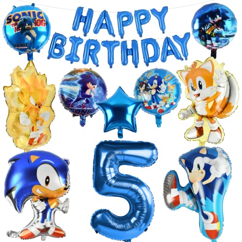 Sonic Luftballon Geburtstag 5, Sonic Ballon, Geburtstag 5 Jahr Junge, Sonic Geburtstag Deko, Hedgehog Luftballons Geburtstag 5, Hedgehog Party 5 Jahr, Hedgehog Decoration Supplies Luftballons von ZAZOOT