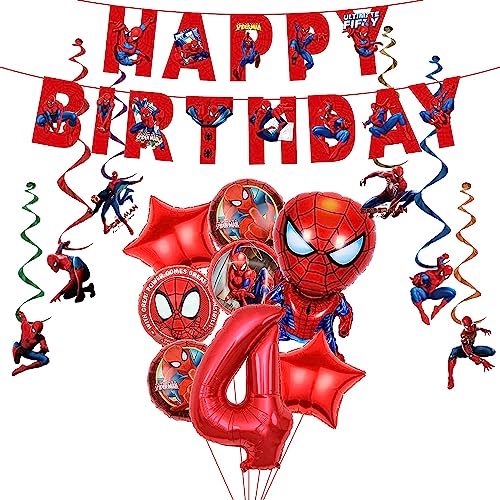 Spiderman Ballon Set, Luftballon 4 Geburtstag, Geburtstagsdeko Jungen 4 Jahre, Spiderman Folienballon, Folienballon Spiderman Geburtstag, Spiderman Geburtstagsdeko, Kindergeburtstag Deko 4 Jahre von ZAZOOT