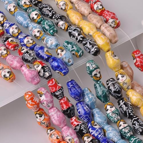 ZAZUZU 10 Stück russische Matroschka-Puppenform, 22 x 13 mm, Muster, Keramik, Porzellan, lose Bastelperlen, Lot für Schmuckherstellung, DIY-Ergebnisse ZAZUZU 10 Stück russische Matroschka-Puppenform, 22 x 13 mm, Muster, Keramik, Porzellan, lose Bastelperlen, Lot für Schmuckherstellung, DIY-Ergebnisse von ZAZUZU