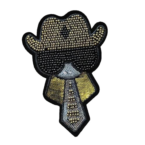 ZAZUZU 15 x 10 cm 2 Stück großer schwarzer und Goldener Bär zum Aufbügeln Applikationen für Kleidung Pailletten-Patches für Jeansjacken zum Aufnähen Pailletten-Stickerei-Patches von ZAZUZU