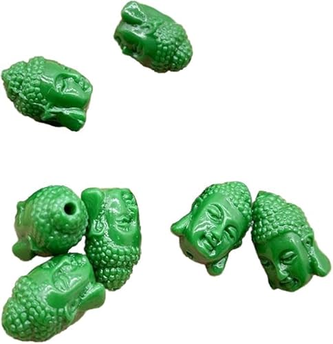 ZAZUZU 20 stücke farbenfrohe Buddha Kopf Korallenperlen, für Schmuck Making Halskette Armband Künstliche Korallenstecher Buddha Accessoires(Grün, 15x10mm) von ZAZUZU
