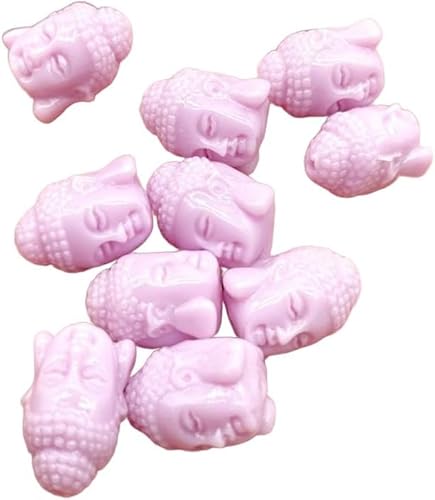 ZAZUZU 20 stücke farbenfrohe Buddha Kopf Korallenperlen, für Schmuck Making Halskette Armband Künstliche Korallenstecher Buddha Accessoires(Hellviolett, 15x10mm) von ZAZUZU