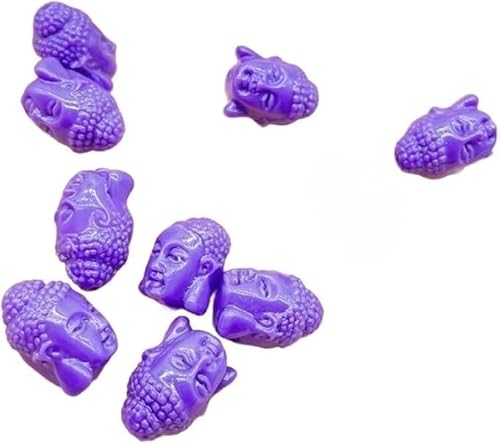 ZAZUZU 20 stücke farbenfrohe Buddha Kopf Korallenperlen, für Schmuck Making Halskette Armband Künstliche Korallenstecher Buddha Accessoires(Lila, 15x10mm) von ZAZUZU