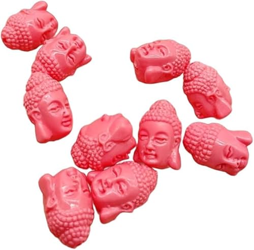 ZAZUZU 20 stücke farbenfrohe Buddha Kopf Korallenperlen, für Schmuck Making Halskette Armband Künstliche Korallenstecher Buddha Accessoires(Rosa, 15x10mm) von ZAZUZU