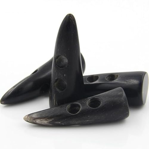 ZAZUZU 50 * 20CM 6/12PCS Schwarz Natürliche Horn Knebelknöpfe Große Olive Form Horn Mantel Knöpfe Für Nähen Stricken Dufflecoat von ZAZUZU