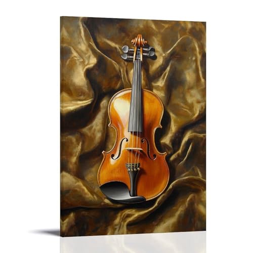Ölgemälde mit Musikinstrumenten – eine lebendige Violine ruht auf einem Samtstoff, goldenes Licht, das seine Kurven und Saiten betont, modernes künstlerisches Wandbild, Hängedekoration, Poster, 60 x Ölgemälde mit Musikinstrumenten – eine lebendige Violine ruht auf einem Samtstoff, goldenes Licht, das seine Kurven und Saiten betont, modernes künstlerisches Wandbild, Hängedekoration, Poster, 60 x von ZBBZJYHH