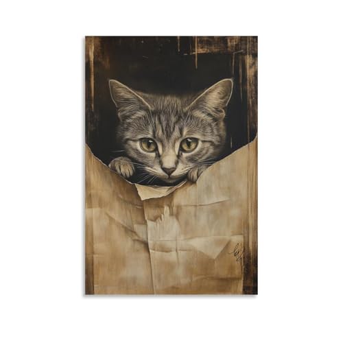 ZBBZJYHH Moderne künstlerische Wandbild, Motiv: Katze in Papiertüte, 20 x 30 cm ZBBZJYHH Moderne künstlerische Wandbild, Motiv: Katze in Papiertüte, 20 x 30 cm von ZBBZJYHH