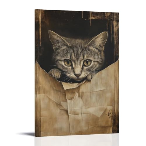 ZBBZJYHH Moderne künstlerische Wandbild, Motiv: Katze in Papiertüte, 20 x 30 cm ZBBZJYHH Moderne künstlerische Wandbild, Motiv: Katze in Papiertüte, 20 x 30 cm von ZBBZJYHH