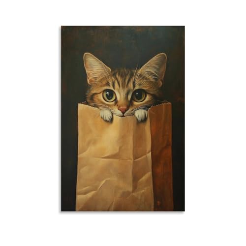 ZBBZJYHH Modernes künstlerisches Wandbild, Motiv: Katze, die aus Papiertüte schaut, 40 x 60 cm ZBBZJYHH Modernes künstlerisches Wandbild, Motiv: Katze, die aus Papiertüte schaut, 40 x 60 cm von ZBBZJYHH