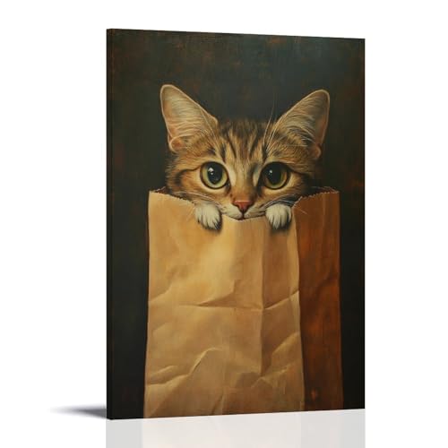 ZBBZJYHH Modernes künstlerisches Wandbild, Motiv: Katze, die aus Papiertüte schaut, 50 x 75 cm ZBBZJYHH Modernes künstlerisches Wandbild, Motiv: Katze, die aus Papiertüte schaut, 50 x 75 cm von ZBBZJYHH