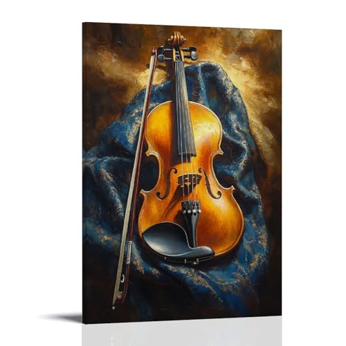 ZBBZJYHH Ölgemälde mit Musikinstrumenten - Eine lebendige Violine ruht auf einem Samtstoff, gebadet in goldenem Licht mit satten Texturen, modernes künstlerisches Wandbild, Wandbild, Dekoration ZBBZJYHH Ölgemälde mit Musikinstrumenten - Eine lebendige Violine ruht auf einem Samtstoff, gebadet in goldenem Licht mit satten Texturen, modernes künstlerisches Wandbild, Wandbild, Dekoration von ZBBZJYHH
