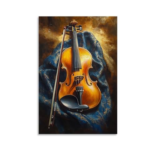 ZBBZJYHH Ölgemälde mit Musikinstrumenten - Eine lebendige Violine ruht auf einem Samtstoff, gebadet in goldenem Licht mit satten Texturen, modernes künstlerisches Wandbild, Wandbild, Dekoration ZBBZJYHH Ölgemälde mit Musikinstrumenten - Eine lebendige Violine ruht auf einem Samtstoff, gebadet in goldenem Licht mit satten Texturen, modernes künstlerisches Wandbild, Wandbild, Dekoration von ZBBZJYHH