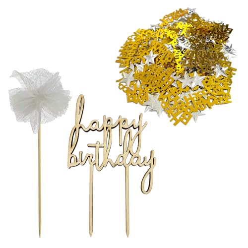 1 Stück Mit Spitzen-Happy-Birthday-Einsätzen, 1 Packung Pailletten-Konfetti, Bäckerei-Kuchendekorationen, Cupcake-Flaggen, Feenkuchen-Dekorationen, Ist Eine Party-Kuchendekoration 1 Stück Mit Spitzen-Happy-Birthday-Einsätzen, 1 Packung Pailletten-Konfetti, Bäckerei-Kuchendekorationen, Cupcake-Flaggen, Feenkuchen-Dekorationen, Ist Eine Party-Kuchendekoration von ZBHDEYG