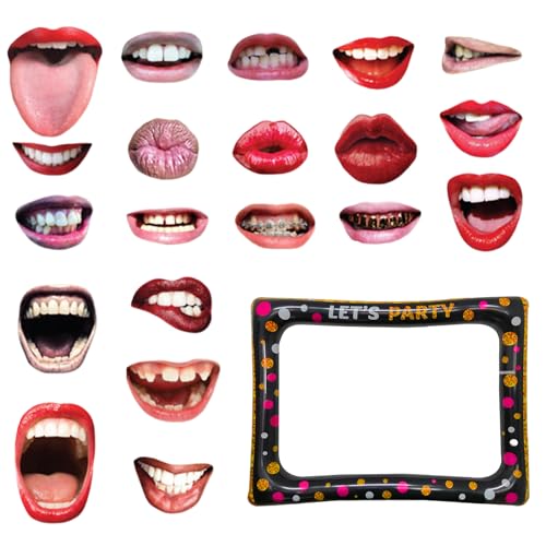 1 Stück aufblasbarer Fotorahmen, 20 Stück handgehaltene rote Lippen, Party-Foto-Requisiten, aufblasbare Party-Requisiten, personalisierter Selfie-Rahmen, Abschlussbälle, Karneval 1 Stück aufblasbarer Fotorahmen, 20 Stück handgehaltene rote Lippen, Party-Foto-Requisiten, aufblasbare Party-Requisiten, personalisierter Selfie-Rahmen, Abschlussbälle, Karneval von ZBHDEYG