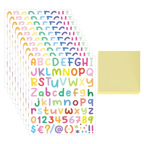 ZBHDEYG 10 Buchstabenaufkleber, 1 Notiz, selbstklebend, Vinyl & Papier, Alphabetisch, Kindlich, für Papier, Kunststoff, Metall, Glas, Outdoor von ZBHDEYG