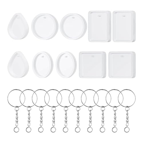 ZBHDEYG 10 Stück Silikonformen, 10 Stück Schlüsselanhänger, geometrische Formen, Kristallanhänger, DIY-Schmuck-Formen, geeignet für selbstgemachten Schmuck, Schlüsselanhänger-Anhänger von ZBHDEYG