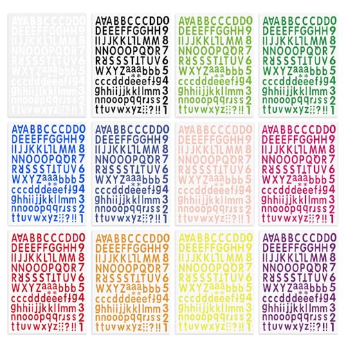 12 Bögen Buchstabenaufkleber, Aufkleber mit großen Buchstaben, Klebebuchstaben mit großen Buchstaben, wasserfeste Buchstabenaufkleber, bunte selbstklebende Buchstabenaufkleber 12 Bögen Buchstabenaufkleber, Aufkleber mit großen Buchstaben, Klebebuchstaben mit großen Buchstaben, wasserfeste Buchstabenaufkleber, bunte selbstklebende Buchstabenaufkleber von ZBHDEYG