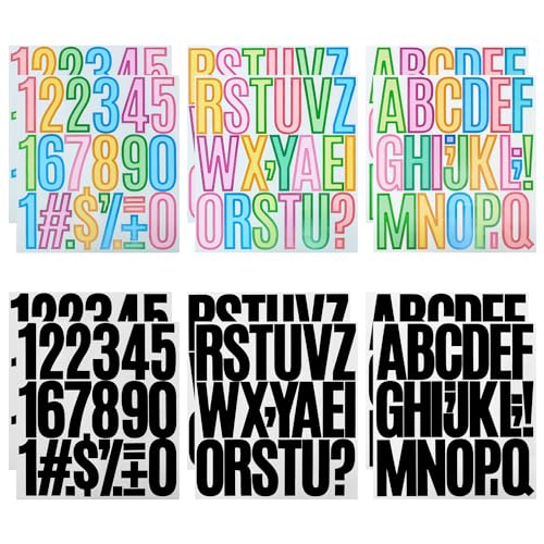 12 Bögen Zahlen- Und Buchstabenaufkleber, Wasserfeste Klebeaufkleber, Selbstklebendes Aufkleber-Set, Aufkleber-Dekoration, DIY-Basteldekoration von ZBHDEYG