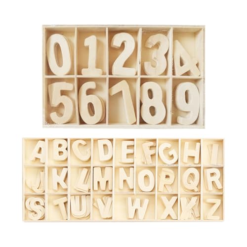 2-teiliges alphanumerisches Set mit Tablett-Holznummern, Box-Großbuchstaben, Zahlenalphabet-Lernwerkzeuge zum Lernen, Dekorieren, Basteln 2-teiliges alphanumerisches Set mit Tablett-Holznummern, Box-Großbuchstaben, Zahlenalphabet-Lernwerkzeuge zum Lernen, Dekorieren, Basteln von ZBHDEYG