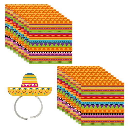 20 bunte Party-Servietten, 1 mexikanisches Stirnband, mexikanische Partydekorationen,mexikanische Servietten, Geburtstagsparty-Dekorationen für Erwachsene, bunte Servietten 20 bunte Party-Servietten, 1 mexikanisches Stirnband, mexikanische Partydekorationen,mexikanische Servietten, Geburtstagsparty-Dekorationen für Erwachsene, bunte Servietten von ZBHDEYG