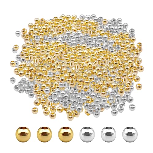 2400 armbandperlen, Armbandperlen, goldene runde Perlen, Schmuck Halskette Silberperlen, runde Spacer Perlen, Halskette kleine Goldperlen 2400 armbandperlen, Armbandperlen, goldene runde Perlen, Schmuck Halskette Silberperlen, runde Spacer Perlen, Halskette kleine Goldperlen von ZBHDEYG