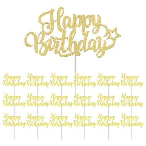 25 Stück Happy Birthday-Einsätze, Kuchen-Top-Flaggen, Cupcake-Einsätze, Geburtstagsparty-Kuchendekorationen, Glitzer-Einsätze, geeignet für Party-Kuchendekorationen 25 Stück Happy Birthday-Einsätze, Kuchen-Top-Flaggen, Cupcake-Einsätze, Geburtstagsparty-Kuchendekorationen, Glitzer-Einsätze, geeignet für Party-Kuchendekorationen von ZBHDEYG