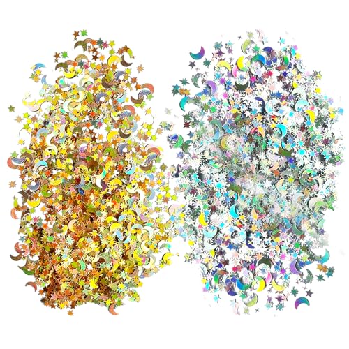 4 Packungen Konfetti, Stern- Und Mondkonfetti, Glitzerkonfetti, Goldene Und Silberne Pailletten, Party-Feier-Requisiten, DIY-Dekoration 4 Packungen Konfetti, Stern- Und Mondkonfetti, Glitzerkonfetti, Goldene Und Silberne Pailletten, Party-Feier-Requisiten, DIY-Dekoration von ZBHDEYG