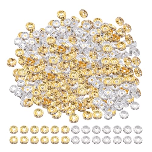 400 Stück Strass-Metallperlen, Armband-Abstandsperlen, Armband-Reifen, Armband-Perlen, DIY-Schmuckzubehör, Kristall-Abstandsperlen für die Herstellung von Armbändern und Halsketten 400 Stück Strass-Metallperlen, Armband-Abstandsperlen, Armband-Reifen, Armband-Perlen, DIY-Schmuckzubehör, Kristall-Abstandsperlen für die Herstellung von Armbändern und Halsketten von ZBHDEYG