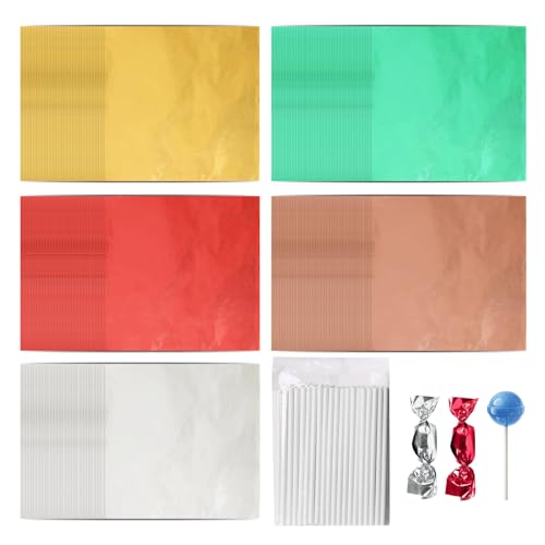 500 Stück Süßigkeiten-Geschenkpapier, 100 Stück Papierstäbchen, Schokoladen-Geschenkpapier, Kandiszucker-Geschenkpapier, Süßigkeiten-Geschenkpapier Aus Aluminiumfolie 500 Stück Süßigkeiten-Geschenkpapier, 100 Stück Papierstäbchen, Schokoladen-Geschenkpapier, Kandiszucker-Geschenkpapier, Süßigkeiten-Geschenkpapier Aus Aluminiumfolie von ZBHDEYG