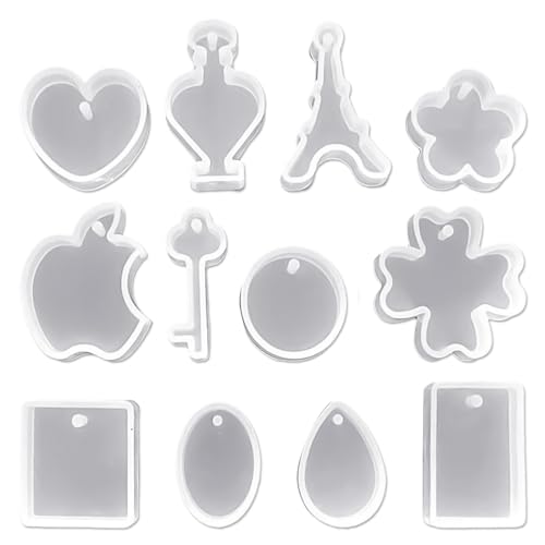 ZBHDEYG 12-Teiliges Gussformen-Set, Epoxidharz-Form, Blumen-Tropfenform, Bastelform, DIY-Halskette, Ohrring-Formwerkzeug, Harz-Silikonform-Anhänger von ZBHDEYG