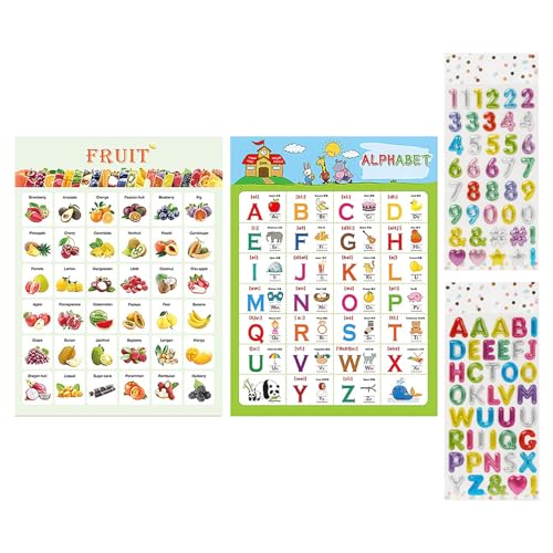 2 Alphanumerische Tabellen, 2 Alphanumerische Aufkleber, Alphanumerische Postertabellen Zum Lernen Von Kindern, Poster Zur Frühkindlichen Bildung, Lerntabellen von ZBHDEYG
