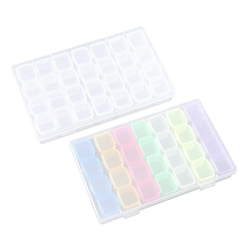 ZBHDEYG 2-teilige Nailart-Box, Kleinteile-Aufbewahrung, 28-Fächer-Aufbewahrungsbox, Perlensortierbox, Perlenbox, Kleinteile-Sortierbox, Zubehörbox, Diamant-Zubehörablage ZBHDEYG 2-teilige Nailart-Box, Kleinteile-Aufbewahrung, 28-Fächer-Aufbewahrungsbox, Perlensortierbox, Perlenbox, Kleinteile-Sortierbox, Zubehörbox, Diamant-Zubehörablage von ZBHDEYG