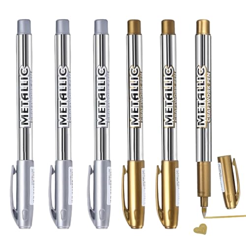 ZBHDEYG 6 Metallic-Marker, Glatte Schreibstifte, Kunstmarker, Bastelmalstifte, Glitzer-Signaturstifte, Grußkarten-Malstifte, Verwendet Für Diy-Karten Und Fotoalbenherstellung ZBHDEYG 6 Metallic-Marker, Glatte Schreibstifte, Kunstmarker, Bastelmalstifte, Glitzer-Signaturstifte, Grußkarten-Malstifte, Verwendet Für Diy-Karten Und Fotoalbenherstellung von ZBHDEYG