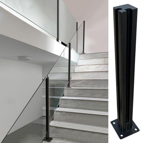 Balkon Glasgeländer Säule Balustrade, Klemme for gehärtete Glasplatten mit Schlitz, Geländerpfosten aus Edelstahl, 60–105 cm hoch(Color Grey,70cm/27.6inch High) von ZBORAVPIX