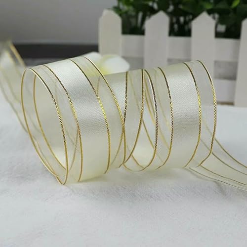 Transparentes Chiffon Organzaband, 5 Yards 25mm Organzabänder Mehrfarbig(Beige) von ZBORAVPIX