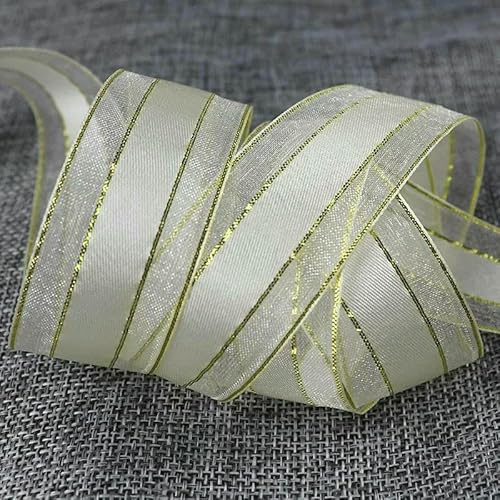Transparentes Chiffon Organzaband, 5 Yards 25mm Organzabänder Mehrfarbig(Beige 01) von ZBORAVPIX